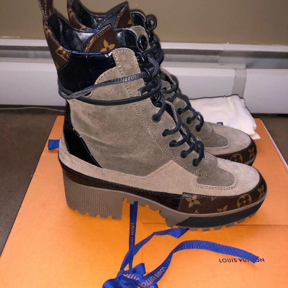 Louis Vuitton laureate platform dessert boots.
